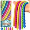 BunMo Silicone Stretchy Strings Sensory Toy – 6 Pack Fidget Worm Toy Set | Sensory Noodles for Kids | Bright, Textured, Fun Stretchy Noodles Fidget Toy for Tactile Play | Worm Toys for Fall Fun