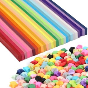 Bupete Origami Paper, 27 Assortment Colors Origami Star Paper Strips Double Sided Stars Papers Strips, 9.3 x 0.4 Inch Lucky Origami Papers Stars Paper Strips Diy Hand Art Crafts
