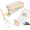 Buqoo Acrylic Stapler and Tape Dispenser Kit Desk Organize Accessories