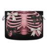 Burbuja Pink Ribcage Bows Round Storage Basket with Cotton Rope Handles, Laundry Basket for Blankets, Nursery, Living Room Decoration