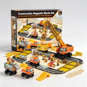 burgkidz Magnetic Tiles Construction Set, STEM Toy with Crane for Kids 3-8