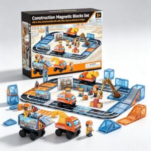 burgkidz Portable Magnetic Tiles Road Set: STEM Travel Toy for Kids 3-8