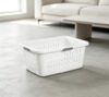 Bushel Large White Plastic Laundry Basket with 4 Comfort Handles
