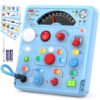 Busy Board Montessori Toys for Toddlers 1 2 3 4 Year Old with 13 LED Lights, Sensory Board Toys Educational Learning for Toddlers, Activity Toy Christmas Birthday Gifts for 1+ Year Old Boys and Girls