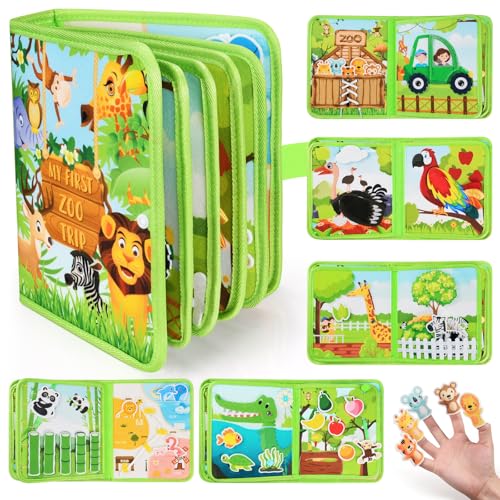Busy Book for Toddlers 1-3: Busy Board for 1 Year Old Montessori Toys, Quiet Books Toddler Activity Board, Educational Sensory Toys Birthday Gift for Girls Boys, Travel Toy for Toddlers 2-4 Plane Car