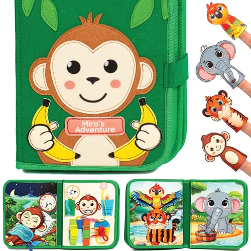 Busy Book for Toddlers – Interactive Felt Quiet Book with Narrated Story & Song – Montessori Busy Board Book – Educational Gift & Travel Toy – Sensory Activity for Car Seat, Car Ride & Airplane Travel