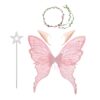 Butterfly Fairy Costume Elastic Strap Dress Up with Flower Headband Pink