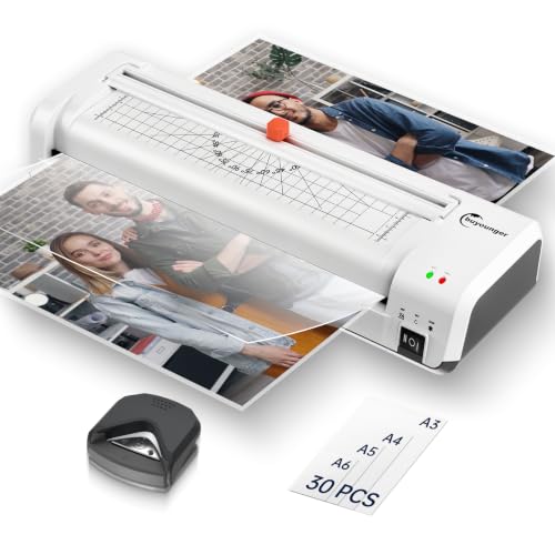 Buyounger Laminator Machine, A3 Laminator Machine with 30 Laminating Sheets, 13 Inch Laminating Machine with Built-in Paper Cutter & Corner Rounder, Thermal and Cold 11X17 for Home School Office