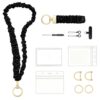 BWX Scrunchie Lanyard for ID Badges and Keys Accessible, Cute Teacher Lanyard with ID Holder, Neck and Wrist Keychain (Black)