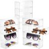 byepica 3 Pcs Acrylic Desk Organizer with Drawers, Clear Stackable 4 Tier Storage Boxes, Dustproof Display Case for Sunglasses, Washi Tape, Small Items, 6.9 x 6.5 x 9.8 in, for Home Office