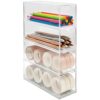 byepica Acrylic Clear Organizer, Transparent Desktop Storage Box with Four Tier Drawers, Stackable Design for Desk Stationery, Office Supplies, Cosmetic Makeup, Home and Office, 6.9 x 2.4 x 9.6 in