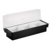 byepica Condiment Server with Lid, 3 Compartment Fruit Tray Organizer, Cocktail Garnish Container with Handles, Plastic Bar Caddy for Bar Countertop, 19.5 x 6.3 x 3.7 in, for Garnishes and Fruits