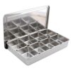 byepica Stainless Steel 8-Compartment Condiment Container with Lid, 17.7 in / 45 cm Yakumi Pans for Ice Powder, Fruit, Catering, Parties, Multi-Use Seasoning Container, Silver