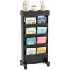 BYFU 5-Tier Movable Bookshelf Cart, Black