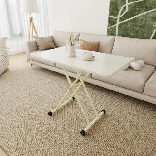 BYLUXA Adjustable Standing Table, Portable Height Adjustable Folding Table, Indoor Outdoor Rolling Laptop Desk with Wheels, Foldable Portable Table for Dining, Picnic, Party, Home Office