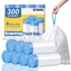 BYSNOW 4 Gallon 300 Counts Small Drawstring Trash Bags, Clear Garbage Bags