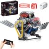 BYTLK V8 Engine Building Set,Build Your Own Mini Engine that Works, Physical Science Experiment Toy for Adults, Home or Office Décor (665 Pcs)
