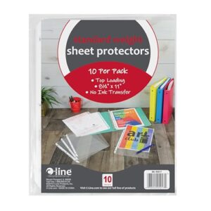 C-Line Top Loading Standard Weight Poly Sheet Protectors, Clear, 8.5 x 11 Inch Sheets, 10-Pack (05017)