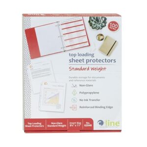 C-Line Top Loading Standard Weight Poly Sheet Protectors, Non-Glare, 8.5 x 11 Inches, 100 per Box (62048)