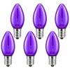 C7 LED Purple Light Bulbs 6 Pack for Indoor&Outdoor, 0.6W Equivalent 7W E12 Standard Base, Purple Lighting for Halloween, Christmas, Home Decor, Party&Holiday Decoration, Porch Lights, Non-Dimmable