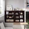 CABIHOME Bookcase 3-Tier Low Wooden Bookshelf