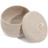 Cabilock 8.25" Round Basket with Lid - Woven Storage Basket with Lid Decorative Woven Storage Bin with Cover for Home Desktop Organizing & Bathroom Organizing Shelf Holder for Decor
