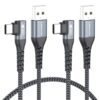 CableTurbo 90 Degree USB C Cable Short [2-Pack,2FT] Right Angle USB to USB C Cable Fast Charging Braided DataType C Cord for iPhone 17/16/15 Pro Max/Plus, Samsung Galaxy, Pixel, LG, Moto, PS5–Grey