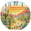 Cactus Wall Clock, Western Rustic Sunset Skull Summer Yellow Round Wall Clock for Kitchen Dining Room Apartment Dorm Room Decor 11.6x11.6 Inches