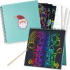 CAGIE Scratch Art for Kids Age 8 9 10 11 12, Hardcover Drawing Pads, Sketch Book for Drawing Set 9" x 9", Rainbow Magic Painting Drawing Gifts for Christmas, Birthdays, Party