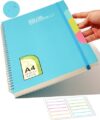 CAGIE Spiral Notebook 8.5 x 11 Lined Journal Notebook 7mm College Ruled 80 Sheets, 1 Subject A4 Hardcover Spiral Notebook for School Work and Notes with Multicolor Stickers, Blue