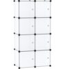 C&AHOME Cube Storage Organizer with Doors, 8-Cube Shelf, Closet Cabinet, DIY Plastic Modular Bookshelf, Storage Shelves Ideal for Bedroom,Living Room,24.8" L × 12.4" W × 48.4" H White USBTM3008B-DOOR