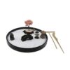 CAIFAP Minis Zenes Garden Set for Desk with Rakes,Sand,Round Base,Miniature Pagoda Figure, Japanese Zenes Sand Gard