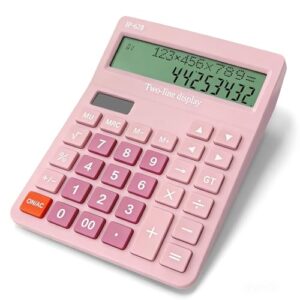 Calculators Desktop,Solar Pink Desk Calculator with Large 2 Line Display, Basic Calculator with Big Button, 4 Function Calculators for Business, Students, Office Supplies (Pink)