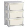 Calivox Kids Toy Organizer, 3-Tier Storage Unit and Drawer Chest with 3 Drawers for Toddlers, Boys and Girls in Bedroom, Nursery, Kindergarten and Living Room, Cream White