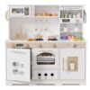 Callales 35.8" Play Kitchen Set for Kids, Toddler Toy Kitchen, 23 in 1 Wooden Kids Kitchen Playset with Toy Food and Cookware Accessories, Gift for Ages 3+ Girls Boys, White & Gold
