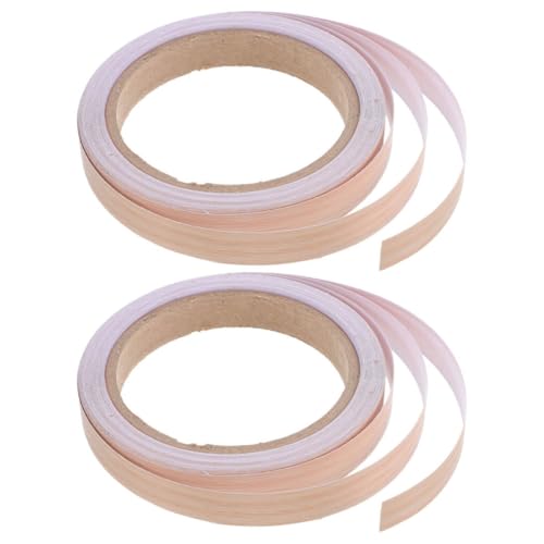 CALLARON Self-Adhesive Wood Grain Pattern Edge Banding Strip 2 Roll PVC Material with Versatile Use and Conceal Imperfections for Furniture and Doors for DIY Repair and Decoration