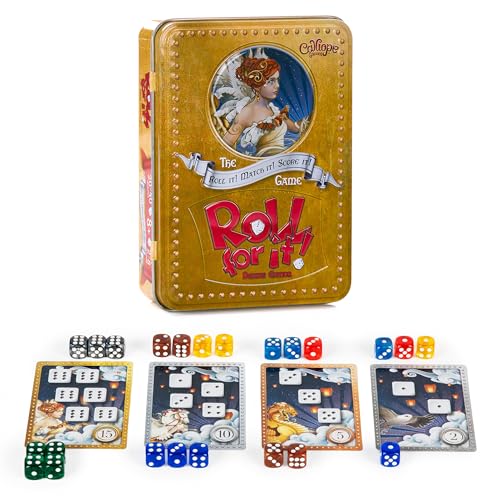 Calliope Roll for It! Deluxe Edition Strategy Board Game – Fast Dice Rolling Game for 2-8 Players Ages 8+ | Family Game Night Fun in Travel Tin
