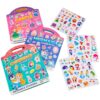 Calm Down Corner Premium Reusable Jelly Sticker Book Set for Toddlers & Kids – 3 Pack Collection with Castle, Mermaid & Children's Scenes | Washable Silicone Stickers | Screen-Free Travel Activity