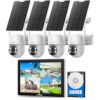 Camcamp Solar Security Cameras Wireless Outdoor with 10" Monitor, 4 Cam Kit