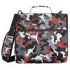 Camouflage Grey Red Black Art 3 Rings Binder with Zipper with Handle and Removable Shoulder Strap Includes Zip Pocket Documents Files Storage Bag for Office School