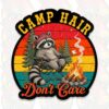 Camp Hair Dont Care Sticker Funny Raccoon Outdoor Campfire Adventure Nature Aesthetic Decal Waterproof Die Cut Vinyl Decal for Water Bottle Laptop Helmet Car Phone Tablet for Girl Boy Kid