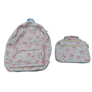 CAMTOP Backpack for Girls Boys Kids School Backpack with Lunch Box Preschool Kindergarten BookBag Set (Beige Bow Flower)
