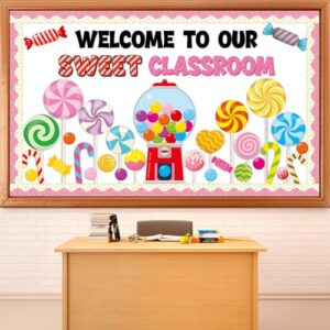 Candy Bulletin Board Decorations Set Sweet Candy World Classroom Decoration Welcome to Our Sweet Classroom Bulletin Board Peppermint Gumball Machine Paper Cutouts for Back to School Office Wall Decor