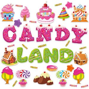 Candy World Cutouts Candy Classroom Bulletin Board Decorations Candy World Ice Cream Donut Round Lollipop Cut Outs Kids Sweet Birthday Themed Party Supplies for Students Classroom Decorations
