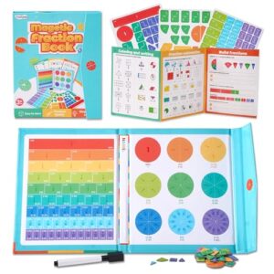 CANHAKELA Magnetic Fraction Tiles and Circles, Educational Puzzle Math Manipulatives for Elementary Kids, Montessori Learning Playbook