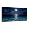 Canvas Wall Art Prints Moon Sea Ocean Landscape Modern Full Night Sky Cloud Layers Dark Large Framed Artwork Wall Paintings Pictures Posters 30"x60" Home Decor for Living Room Office Bedroom