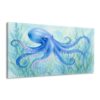 Canvas Wall Art Prints Ocean Under Sea Blue Octopus Grass Coastal Nautical Curled Tentacles Large Framed Artwork Wall Paintings Pictures Posters 24"x48" Home Decor for Living Room Office Bedroom