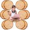 Capoda 12 Pieces Wooden Stakes Carpet Circle Seats - 15.57 Inch Round Floor Mats for Preschool Kindergarten Elementary Daycare Playroom Reading Room Nursery Bedroom Classroom Seating Rugs