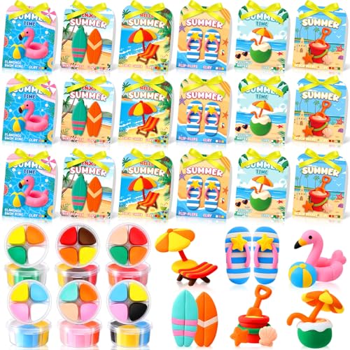 Capoda 48 Sets Air Dry Clay Kit for Kids Summer Craft Gifts DIY Modeling Clay Art Crafts Kit for Summer Beach Pool Party Favors Fun Activities School Art Projects Classroom Gifts Rewards Supplies