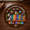 CAPOZEN Personalized Science Teacher Shaped Rug, Custom Teacher Classroom Area Rug, Colorful Science Lab Floor Mat, Science Classroom Rug, Teacher Appreciation Gift, Back to School Gift, Style #05